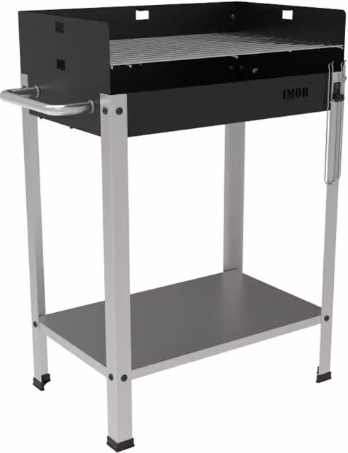 Barbecue a Carbone 56,7x36x83 cm Griglia Altezza Regolabile in Acciaio Eco Nero e Grigio