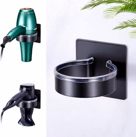Supporto per asciugacapelli per bagno, supporto a parete con adesivo, organizer per asciugacapelli, supporto per asciugacapelli per piccoli bagni