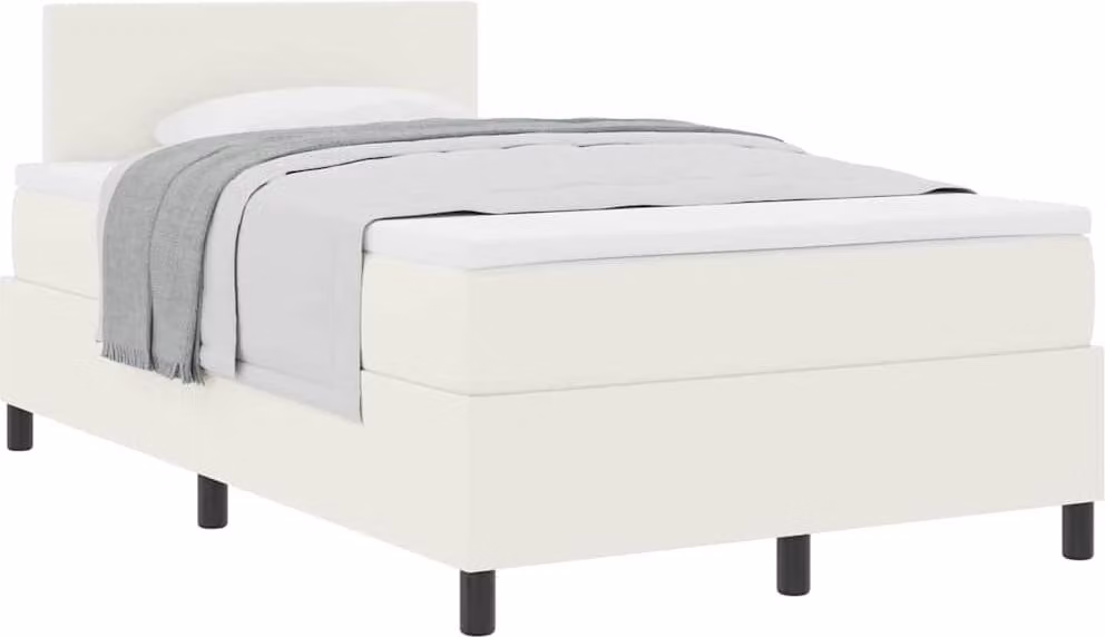 Letto a molle Crema e Bianco 120 x 200 cm Tessuto in Cords