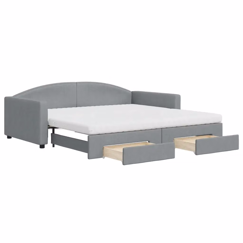 Divano Letto Estraibile con Cassetti vidaXL in Tessuto Grigio Moderno L/P/H: 223 x 100 x 75 cm – 2