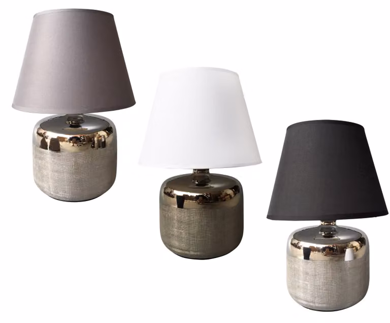 Homea lampada da tavolo in Vetroceramica 34cm lampada da tavolo lampada da comodino lampada ottica cromata, colore:bianco