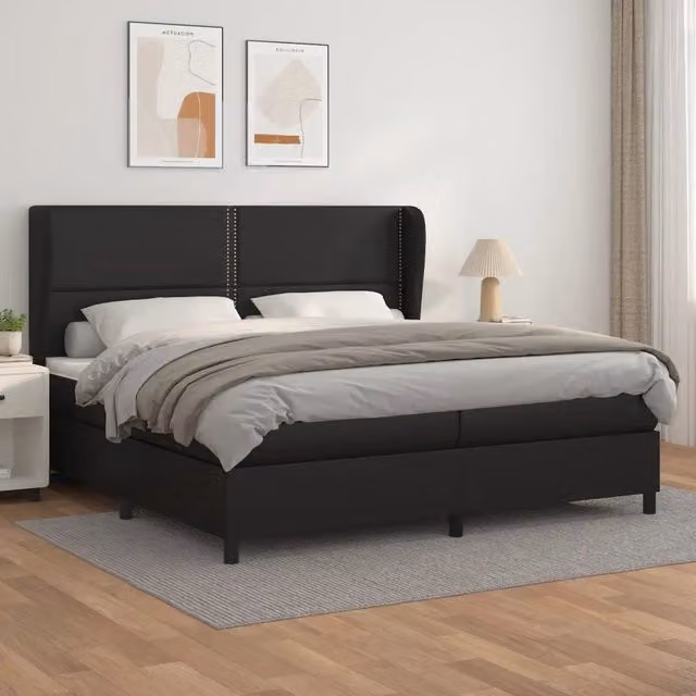 Letto Ibrido con Materasso vidaXL in Similpelle Nero e Bianco L/P/H: 200 x 200 x 128 cm
