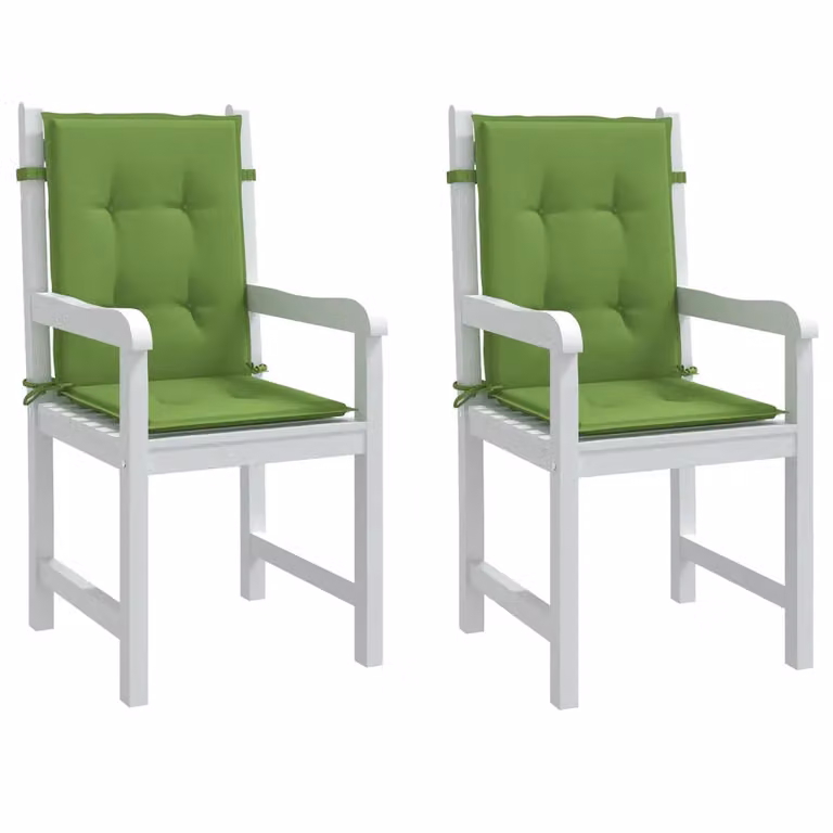 Set di 2 cuscini per sedia vidaXL in tessuto verde mélange, con schienale basso e imbottitura in schiuma, L: 100 cm, P: 50 cm, H: 4 cm