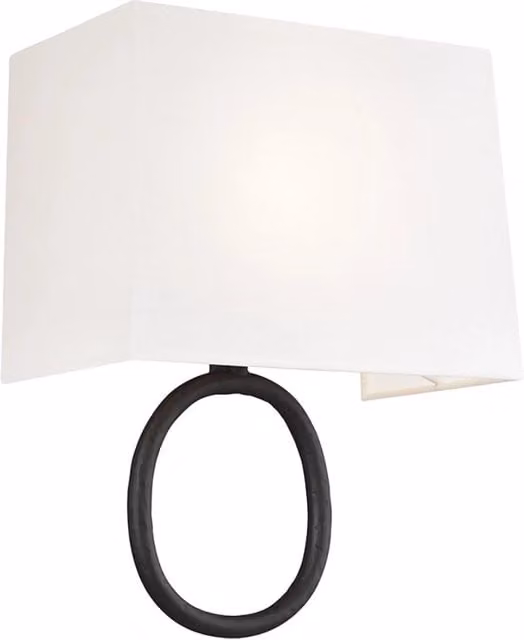 Applique da parete FEISS Indo in metallo e tessuto bianco con paralume ovale e attacco E27