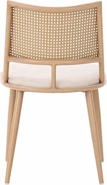 Set di 2 Sedie da Pranzo con Seduta in PU e Schienale in Rattan Beige