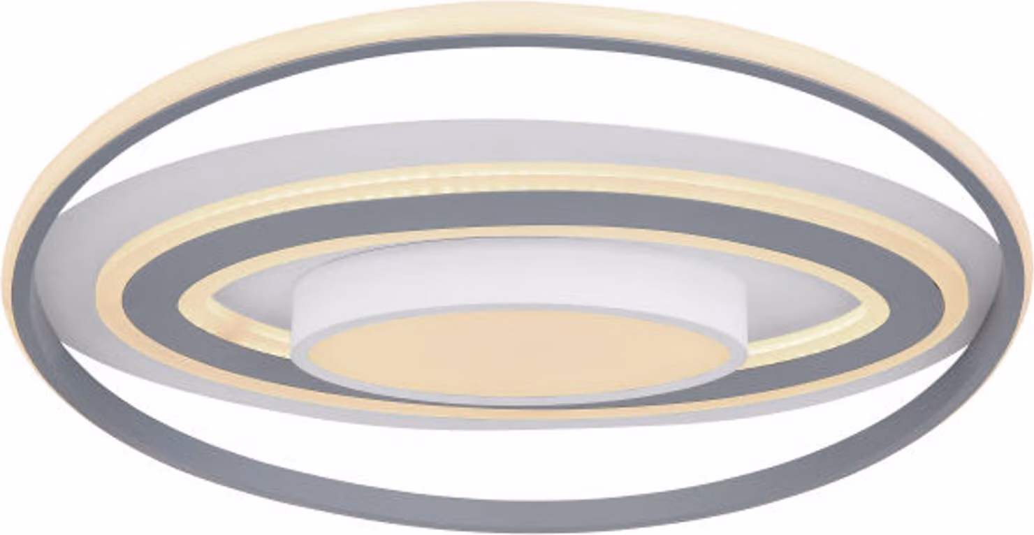 Globo Lighting plafoniera in alluminio pressofuso bianco, plastica opale, plastica grigia, dimmerabile, colori fissabili, funzione memoria, luce notturna, telecomando, batteria inclusa 2x AAA, ø: 570mm, H: 70mm, incl. LED 60W 230V, sorgente 4200lm, potenz