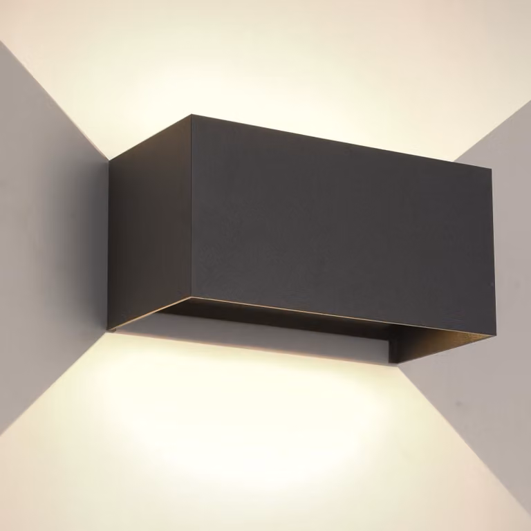Lampada da parete a LED, 25W, grado di protezione IP65, luce bianco caldo 3000K, regolabile, colore nero