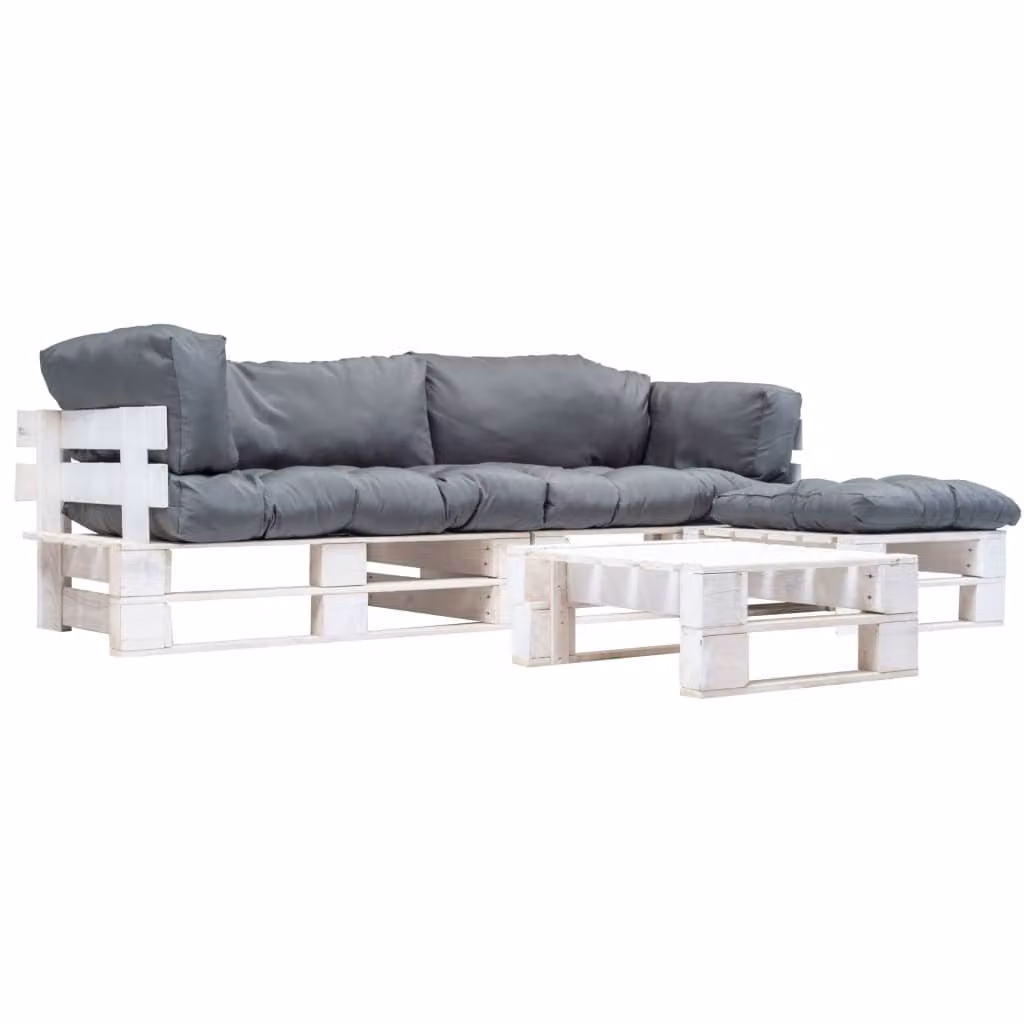 Maison Exclusive - Set da salotto a 4 pezzi con cuscini in grigio legno