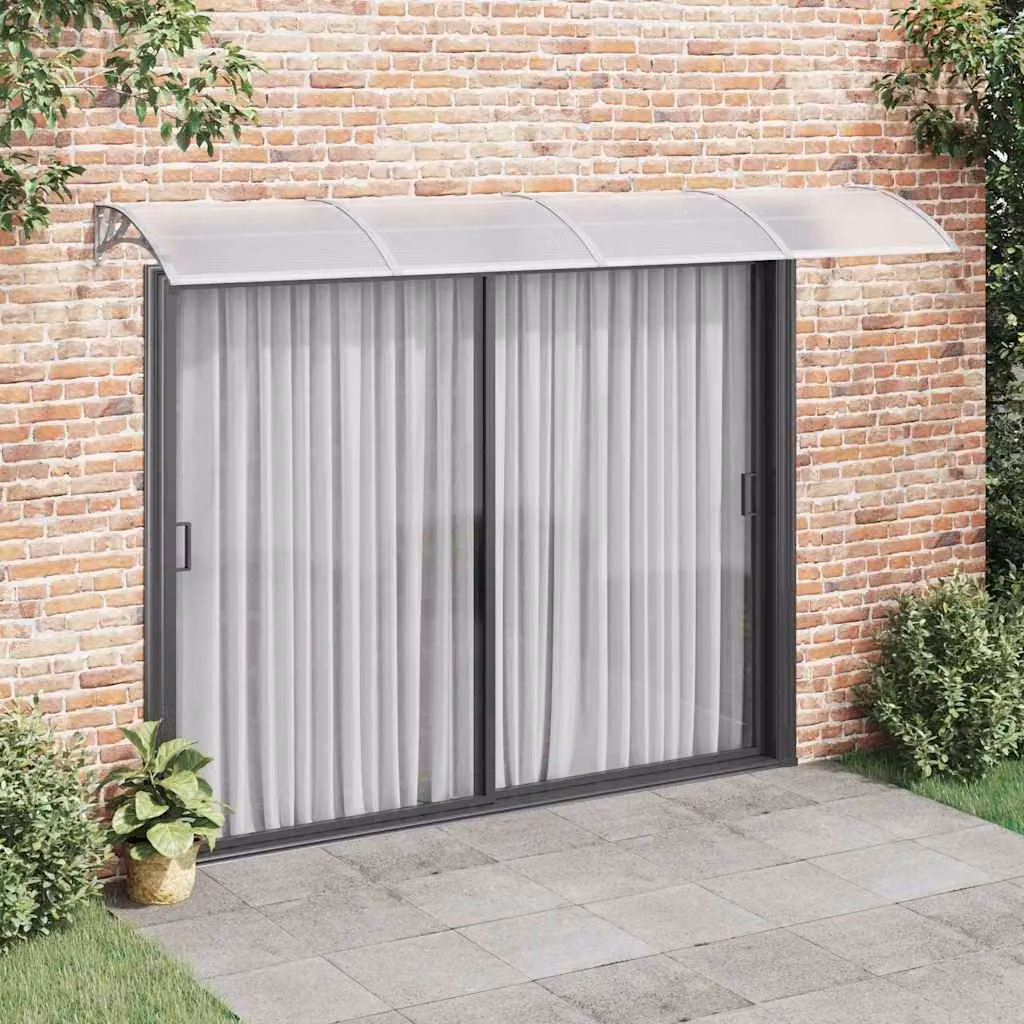 Pensilina per porta vidaXL in policarbonato grigio e trasparente, L: 350 cm, P: 100 cm