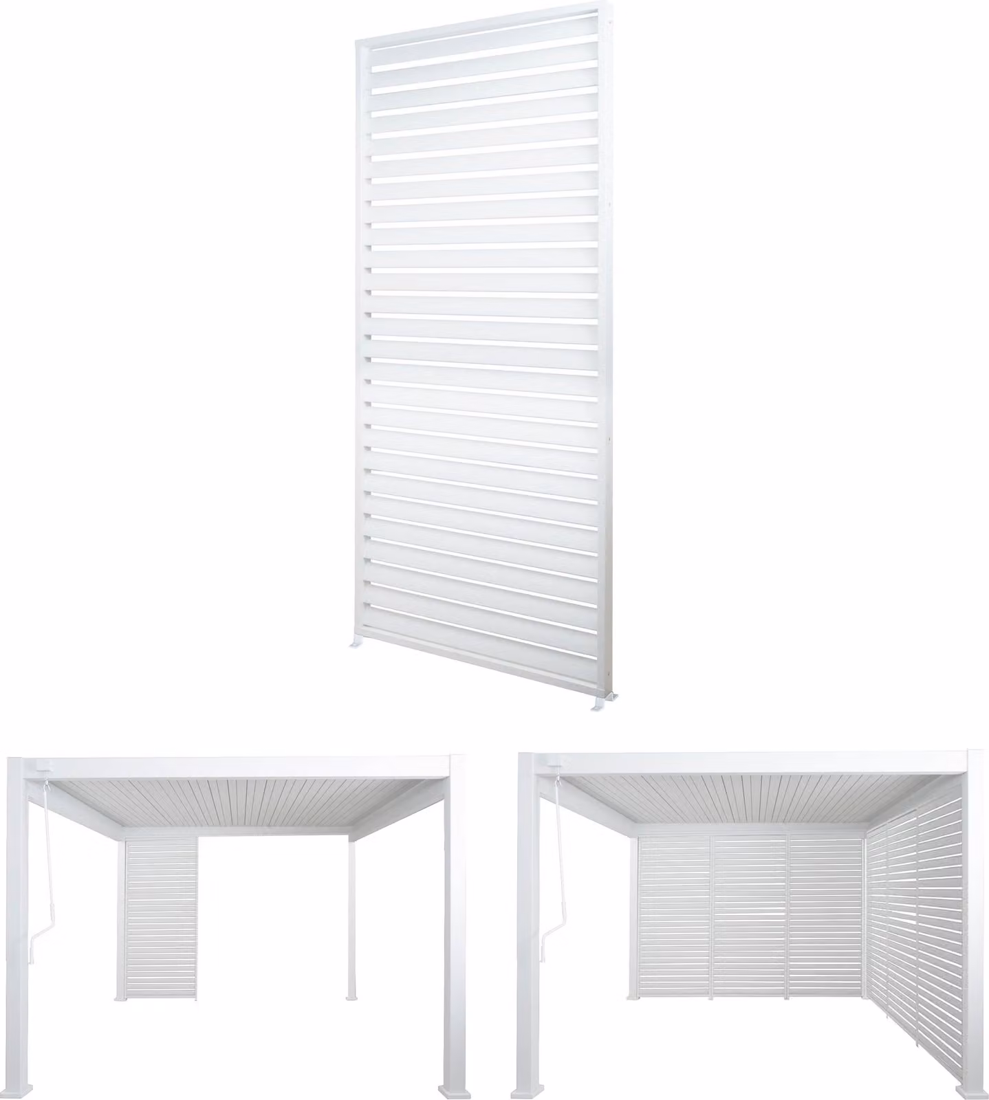 Parete a doghe in alluminio per pergola HWC-N94 3x3m, pannello a doghe modulo parete laterale schermo privacy, 213x94cm ~ bianco