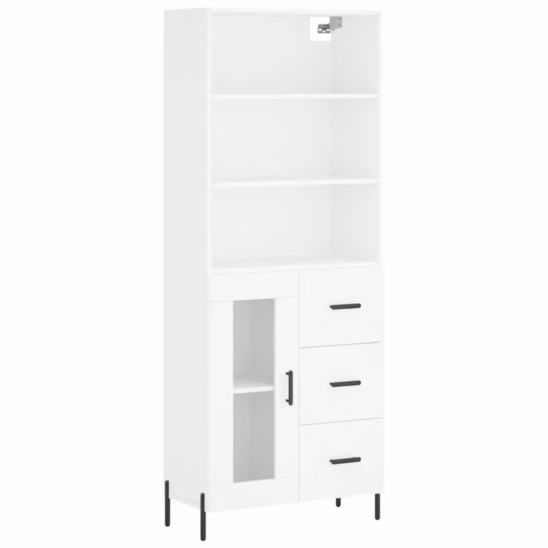 Credenza Bianca 69,5x34x180 cm in Legno Multistrato