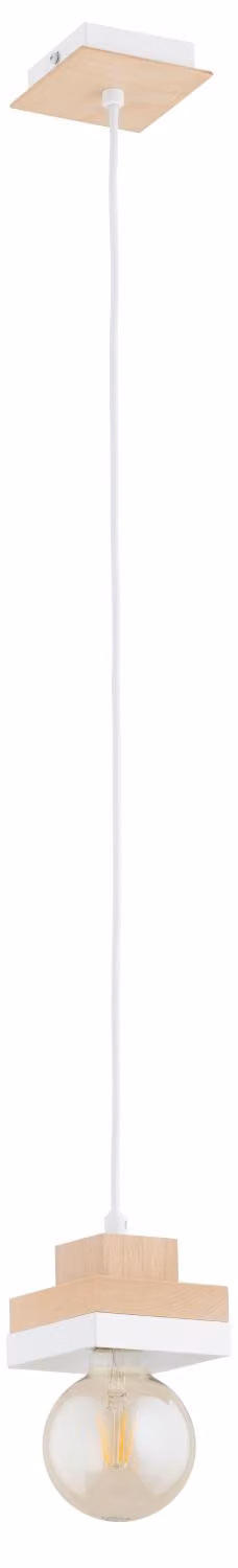 Lampada a sospensione a forma di cubi MIKO bianca 1xE27x15W in legno, dimensioni: 90x12x12 cm, IP20 Alfa