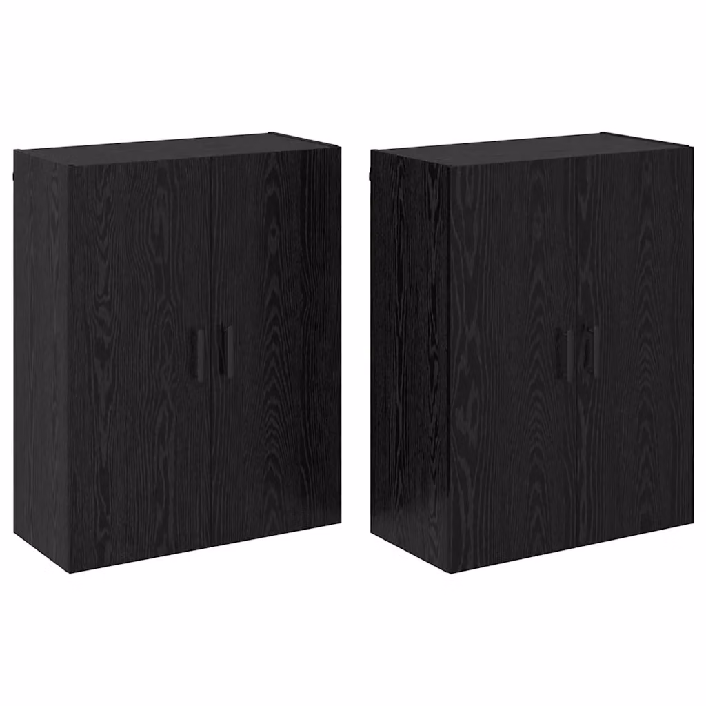 Set di 2 mobiletti a muro moderni vidaXL in rovere e nero con ante a battente L: 69,5 cm, P: 34 cm, H: 90 cm – 2
