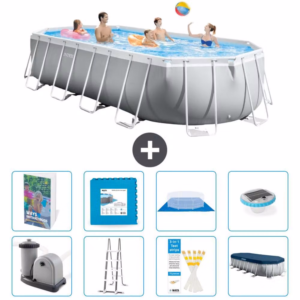 Piscina fuori terra ovale "Prism Frame" - 610x305x122 cm - Kit composto da 7 elementi - Modello S674