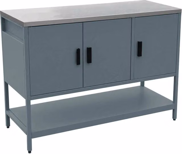 Cucina da esterno modulare in acciaio 3 ante e 1 ripiano, 120cm, blu