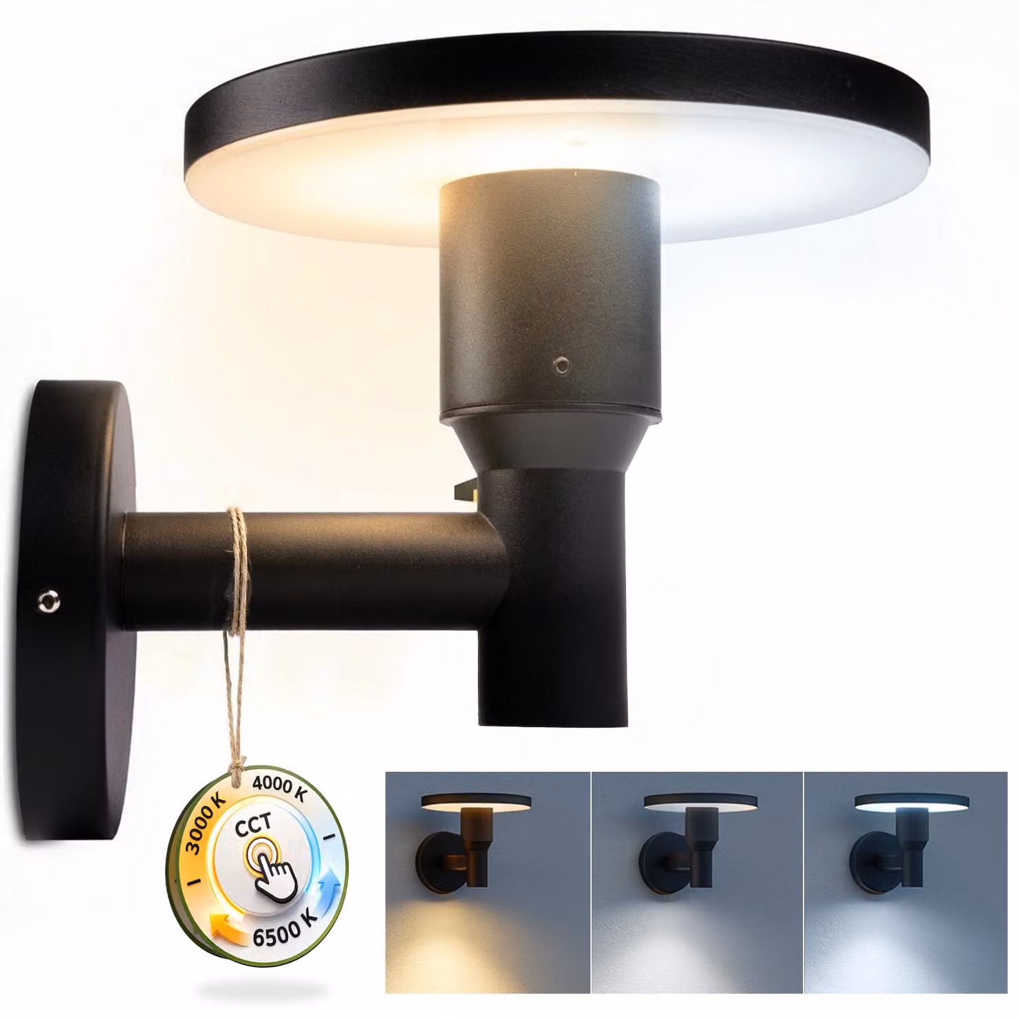 LUMILED LED applique da esterno CCT 12W 3000-6500K IP65 nero applique da esterno moderno alluminio bianco caldo neutro bianco freddo lampada da esterno lampada da facciata lampada da parete giardino terrazzo ingresso