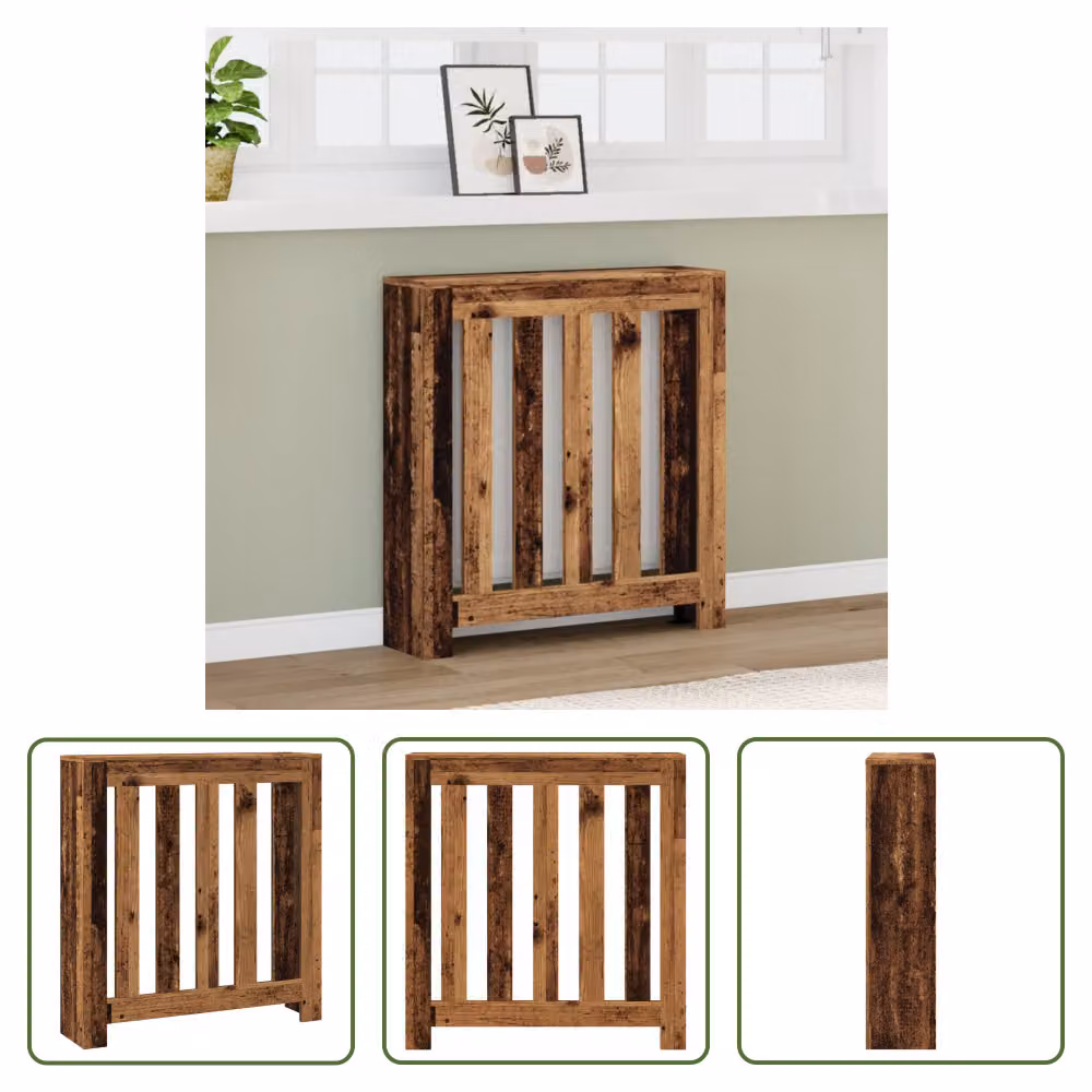 The Living Store Rivestimento per radiatori effetto legno antico 78x20x82 cm materiale a base di legno