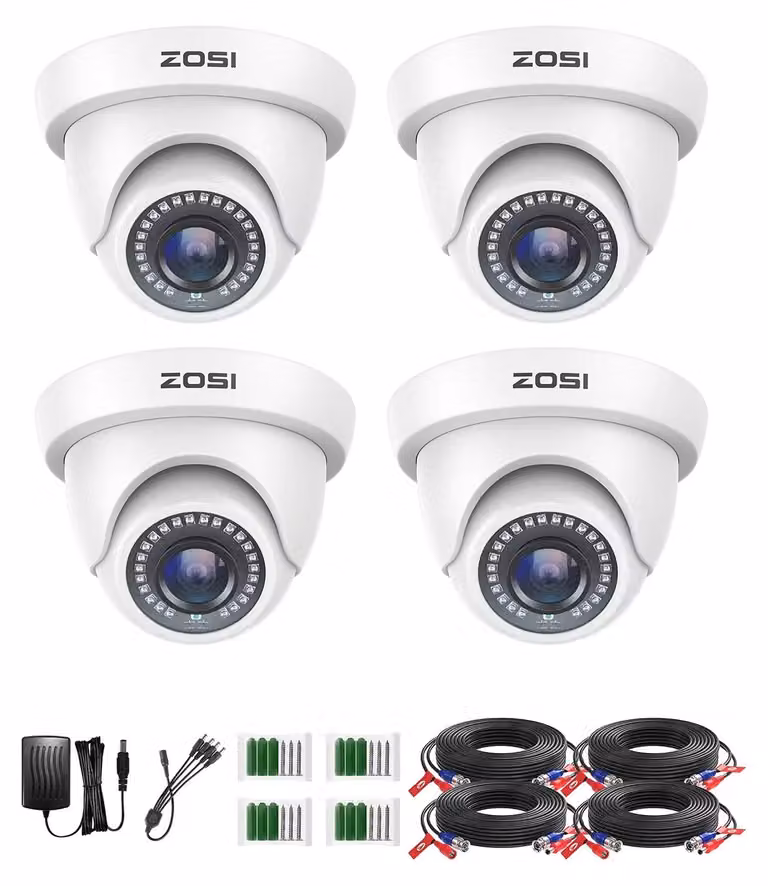 Telecamera di sicurezza a cupola, risoluzione 1080P, visione notturna, confezione da 4