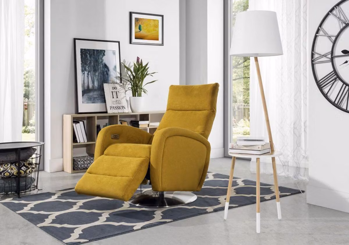 Sessel Lounge Designer Stuhl Polster Sofa 1 Sitzer Relax Drehbar Fernseh Stoff