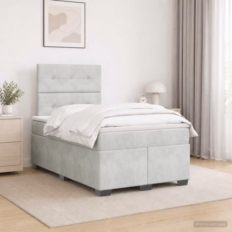 Maison Exclusive - Letto boxspring con materasso grigio chiaro 120 x 190 cm velluto