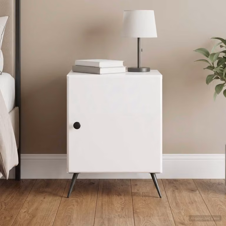 vidaXL Armadio da Notte Moderno Bianco Lucido L 43 cm, P 34,5 cm, H 50 cm