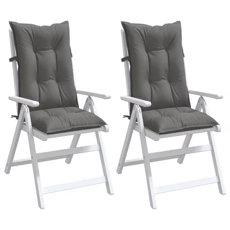 Set di 2 cuscini per sedia con schienale alto vidaXL in tessuto grigio mélange, L 120 cm x P 50 cm x H 7 cm