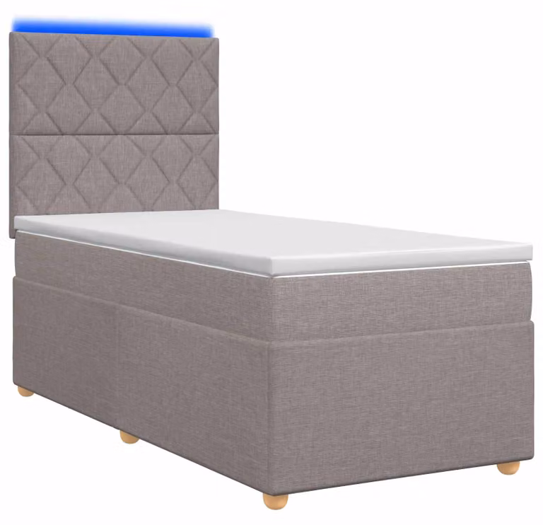 Letto a molle con materasso Taupe 100 x 200 cm in tessuto