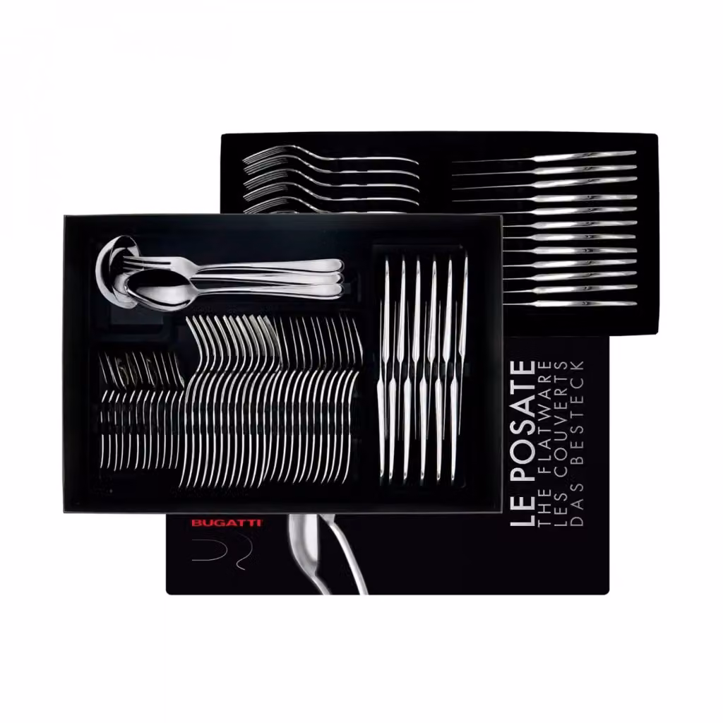 Set di posate Casa Bugatti Futura in acciaio inossidabile argentato, 75 pezzi con scatola Gallery – 2