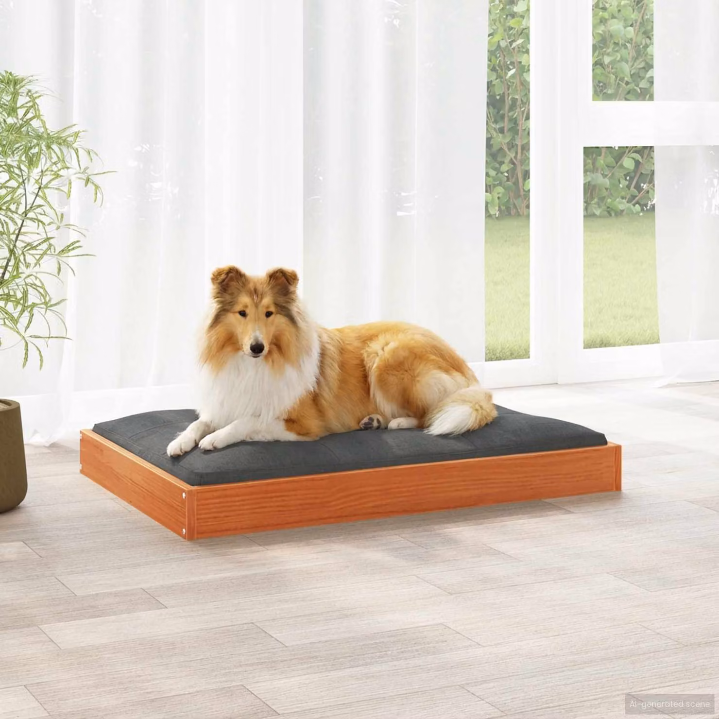 Letto per cani vidaXL in legno di pino marrone cerato L 92 x P 64 x H 9 cm
