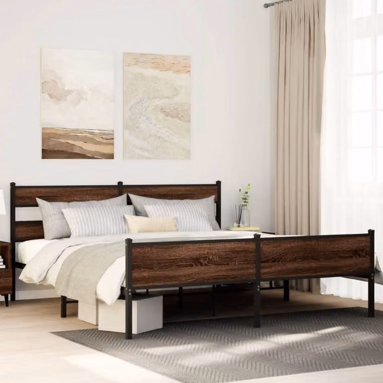 Giroletto in metallo e MDF vidaXL colore rovere marrone L 180 cm x P 200 cm x H 91,5 cm