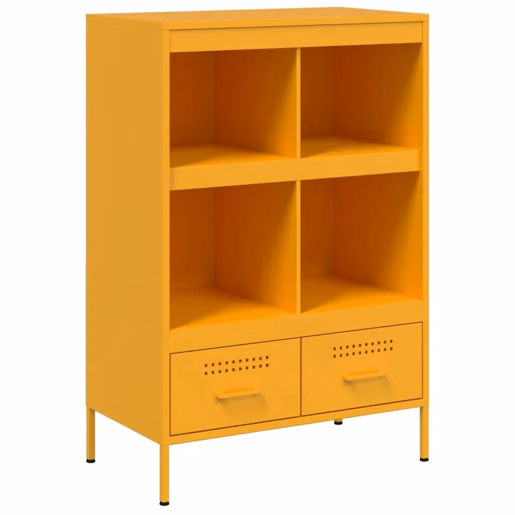 Credenza Industrial in Metallo Giallo opaco vidaXL H: 101,5 cm, L: 68,0 cm, P: 39,0 cm – 2