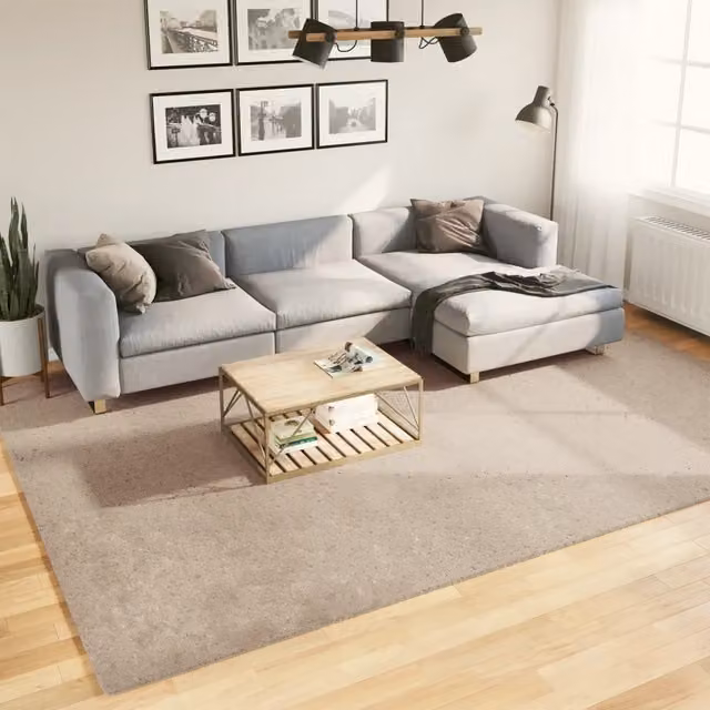 Tappeto Moderno in Poliestere vidaXL Sabbia, Lavabile e Antiscivolo, L: 340 cm, P: 240 cm