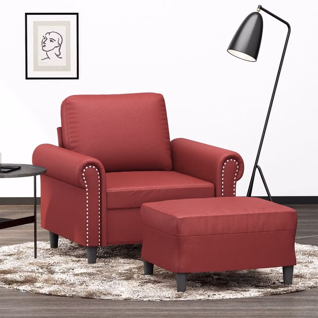 Poltrona relax con poggiapiedi vidaXL in similpelle rossa per soggiorno – 1