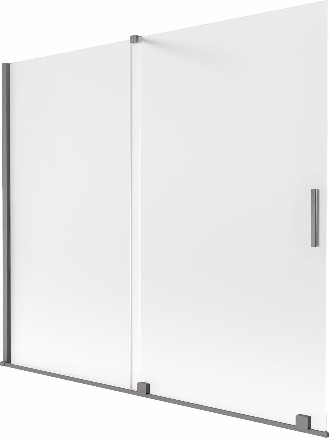 Mexen Velar paravento per vasca da bagno a 2 ante scorrevoli 180 x 150 cm, brina, gun metal - 896-180-000-31-95