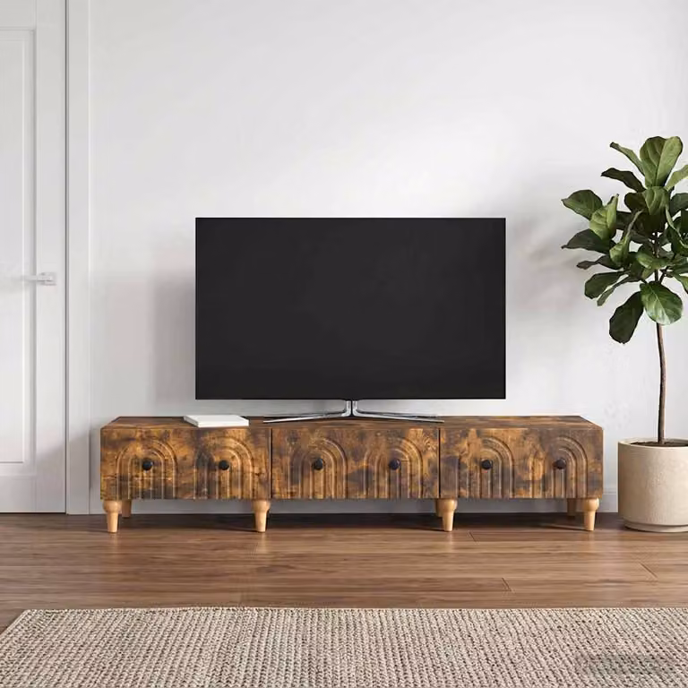 Mobile TV vidaXL in legno ingegnerizzato color rovere fumo, L: 147 cm, P: 34,5 cm, H: 30 cm