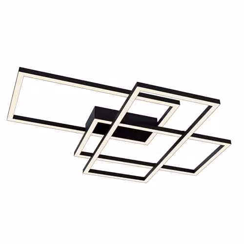 Lampada a Soffitto Moderna Line Metallo Nero Acrilico 3 Luci Led 80W