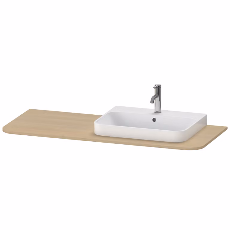 Duravit Happy D.2 Plus Console 1300x550 mm, 1 découpe à droite, pour meuble sous-lavabo HP4942, HP4962, HP4972, HP031KR7171, HP031KR7171