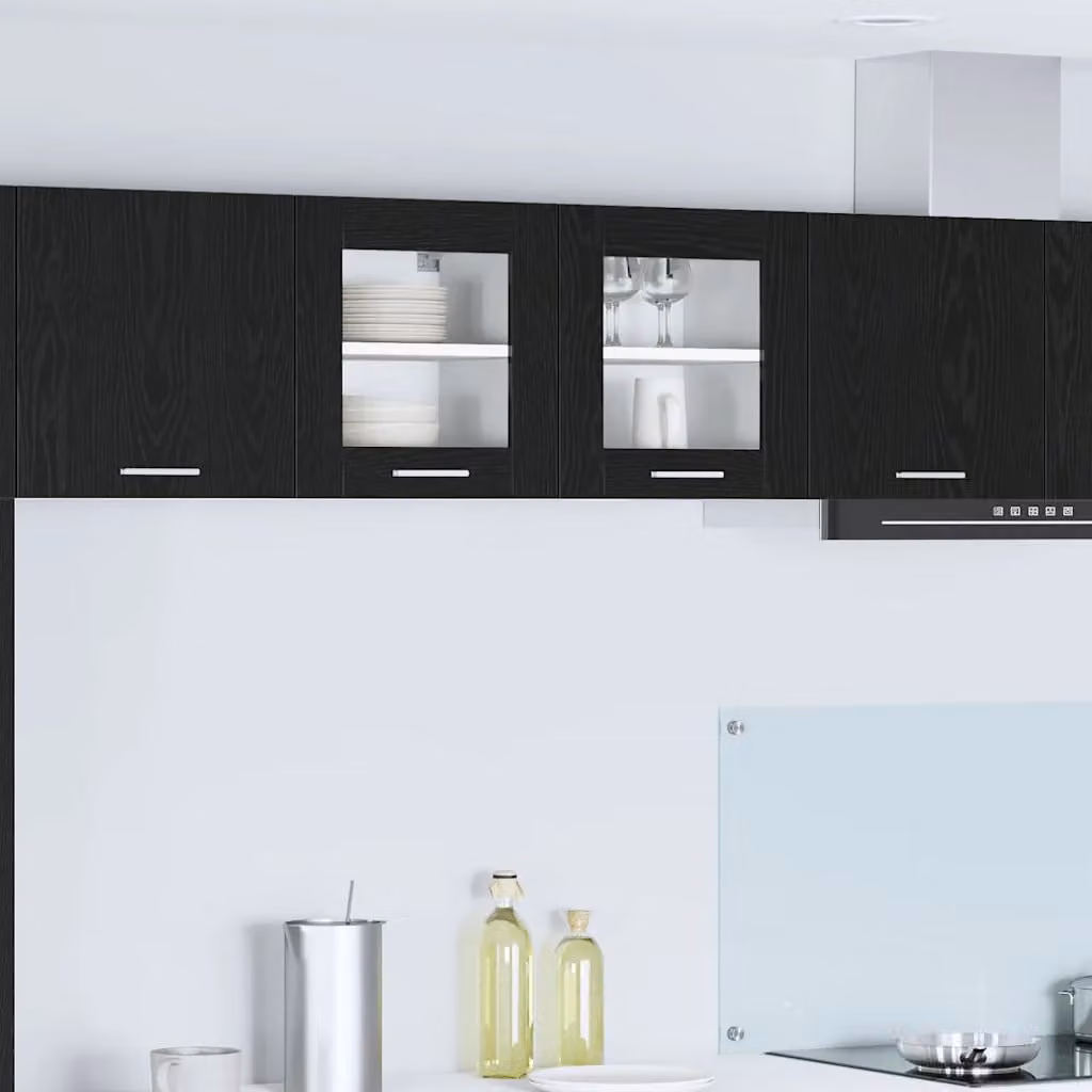 Armadio pensile da cucina vidaXL in rovere nero con ante a battente e ripiani interni L 40 cm x P 31 cm x H 40 cm