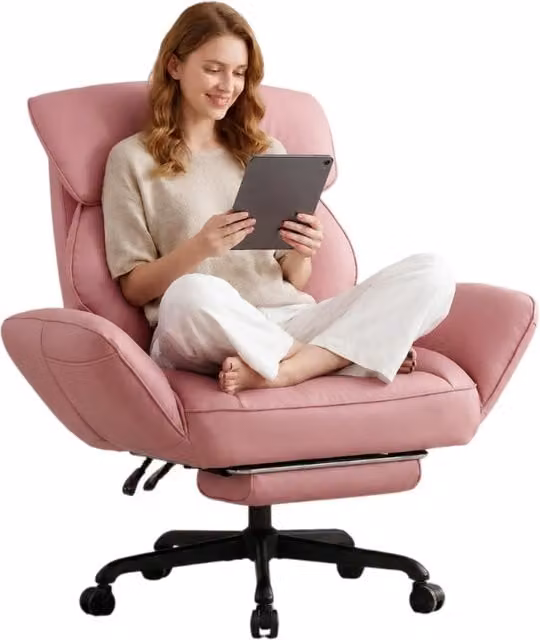Sedia da gaming ergonomica Alliance Living in ecopelle rosa con poggiapiedi e braccioli regolabili – 1