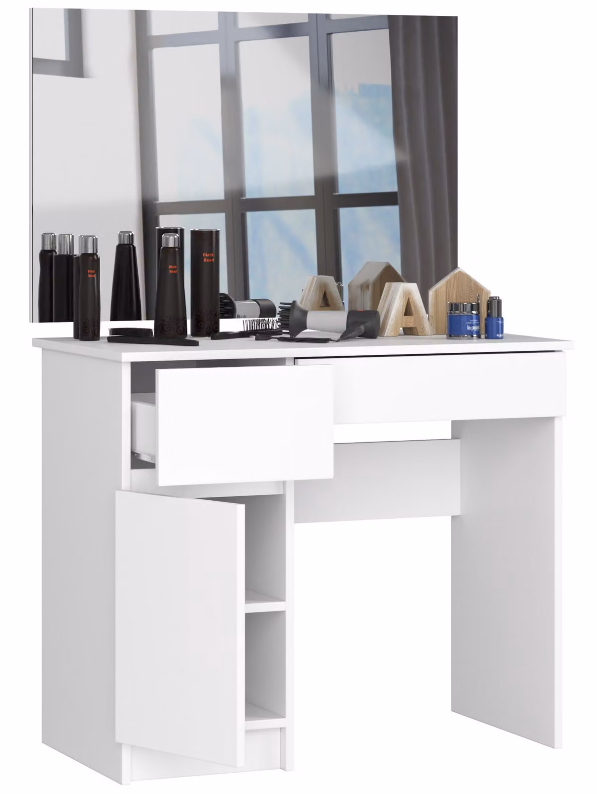 Akord Mobile Da Bagno Bianco Con Specchio A Sinistra 90X50X142 Cm