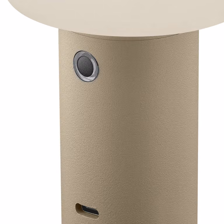 HELL Lampada da tavolo LED Tiny-B, color sabbia, altezza 13 cm, IP54 dimmerabile, Crema / Ambra, Plastica, Giovanile