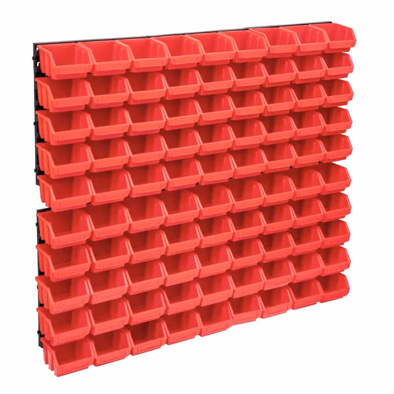 The Living Store Set di contenitori per minuteria da 96 pezzi con piastre da parete rosso nero