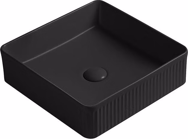 Mexen Grovo lavabo da appoggio scanalato 37 x 37 cm, nero opaco - 22303785