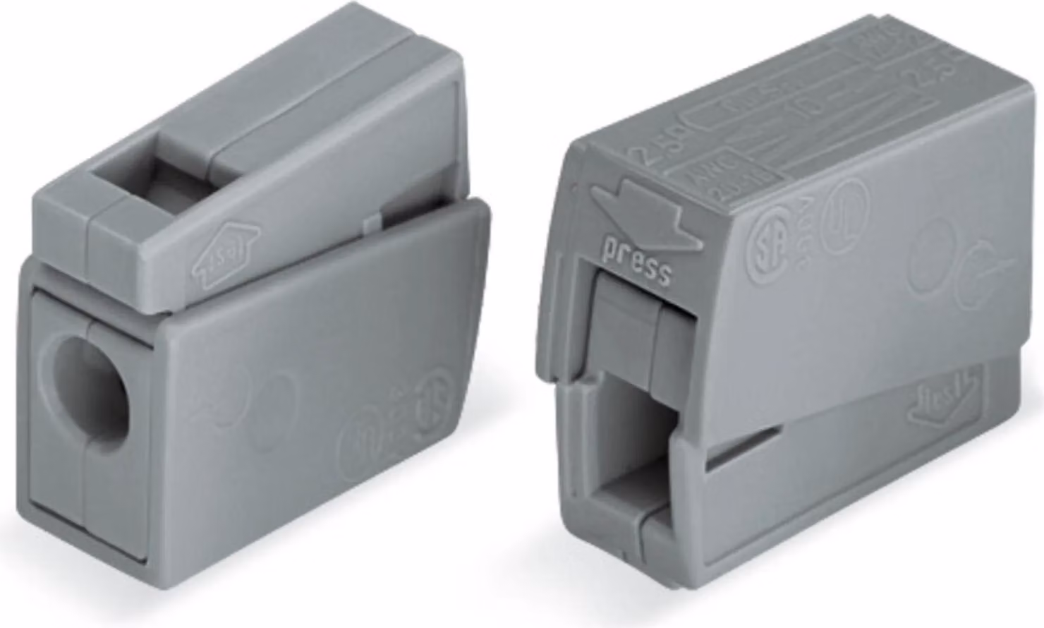 Morsetto per lampade Wago grigio 0,5-2,5 mm², confezione da 100 pezzi.