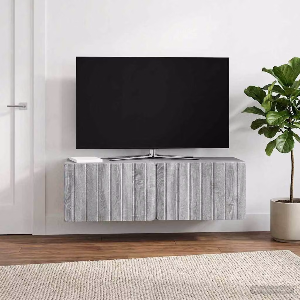 vidaXL Mobile Porta TV da Muro Moderno in MDF Grigio L 98 cm x P 31 cm x H 30 cm