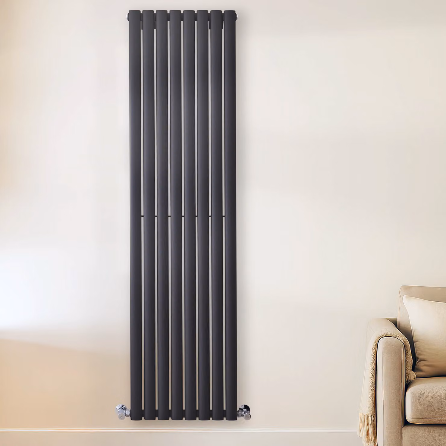 Radiatore di Design Verticale Grigio (Carbon Grigio) - 1780mm x 472mm - Pannello Doppio - Revive