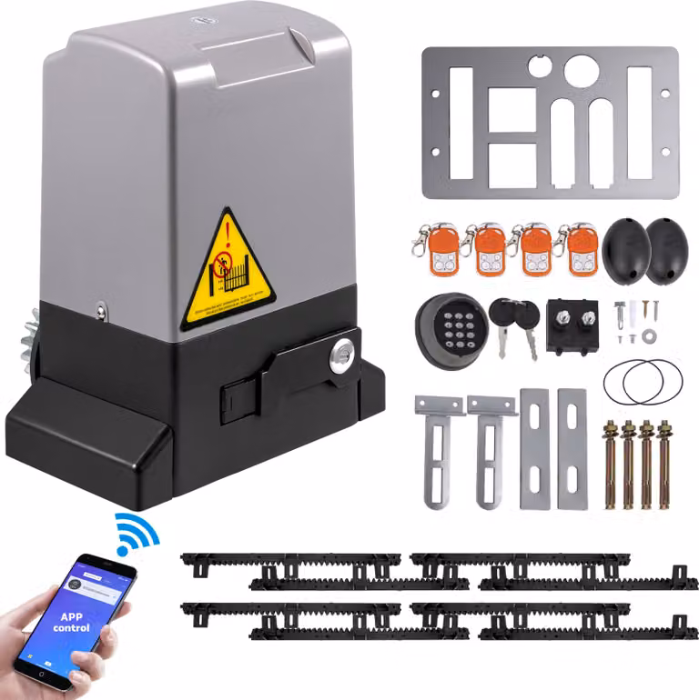 Apriporta scorrevole SucceBuy, 1800 kg, 4 m, 4 telecomandi e controllo APP, set completo