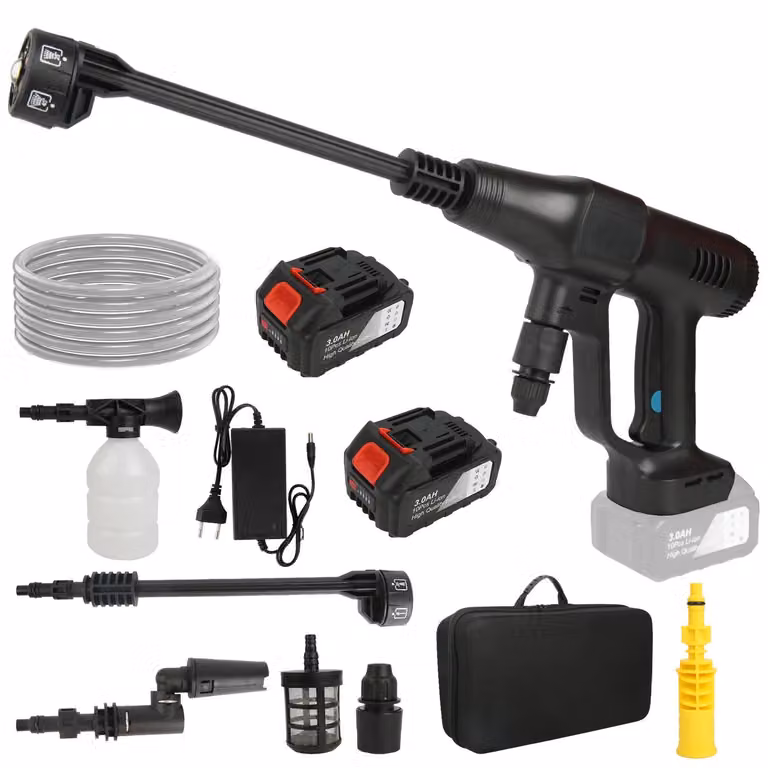 Idropulitrice, 3500W, design senza fili, colore nero. Include 2 batterie, conforme agli standard UE, alimentazione elettrica