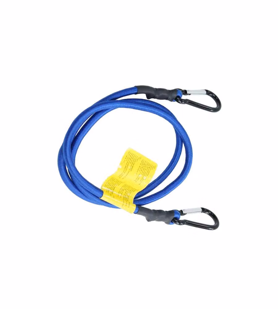 Set di 2 cavi elastici Masidef blu con ganci a moschettone in alluminio, Diametro: 8 mm, Lunghezza: 1000 mm