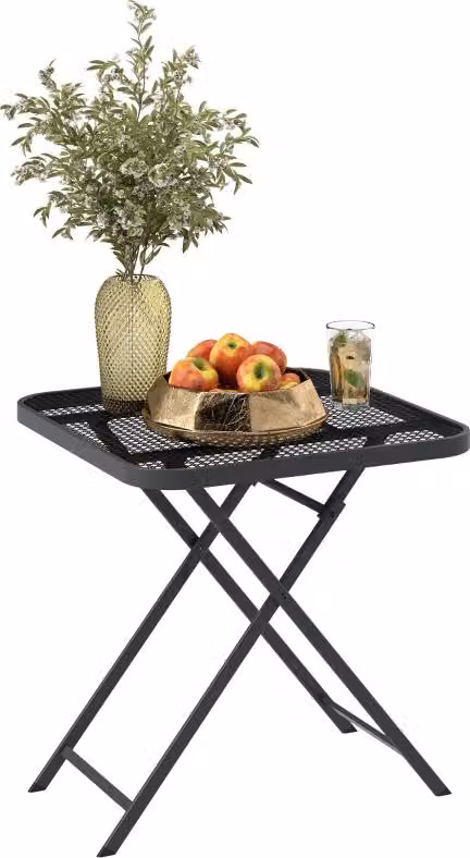 Tavolo da giardino nero - Tavolo pieghevole in acciaio per balcone - Quadrato, 70 x 70 cm - Resistente agli agenti atmosferici - Tavolino da esterno